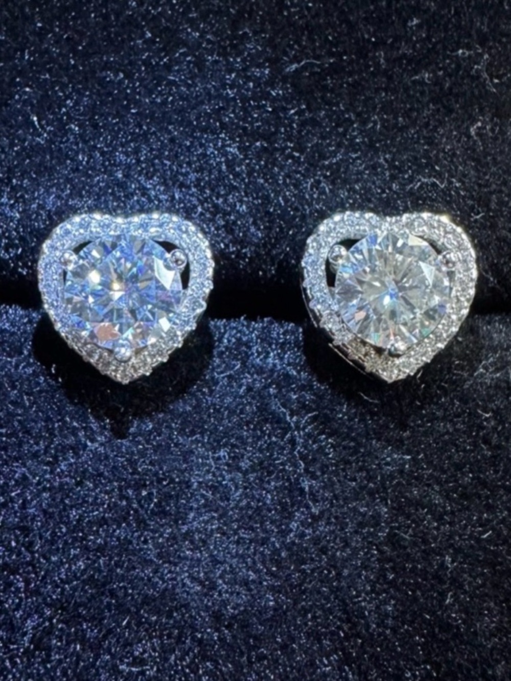 925 Sterling silver Heart Halo Moissanite Stud Earrings NWT
